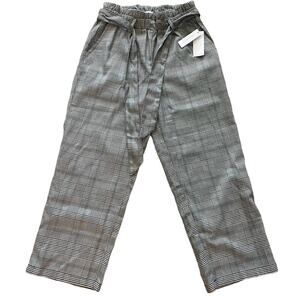 NWT Fever women's black and white plaid casual front tie pants size medium M B3